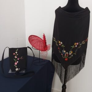 Conjunto Pico Bordado, Sombrero y Bolso Bordado
