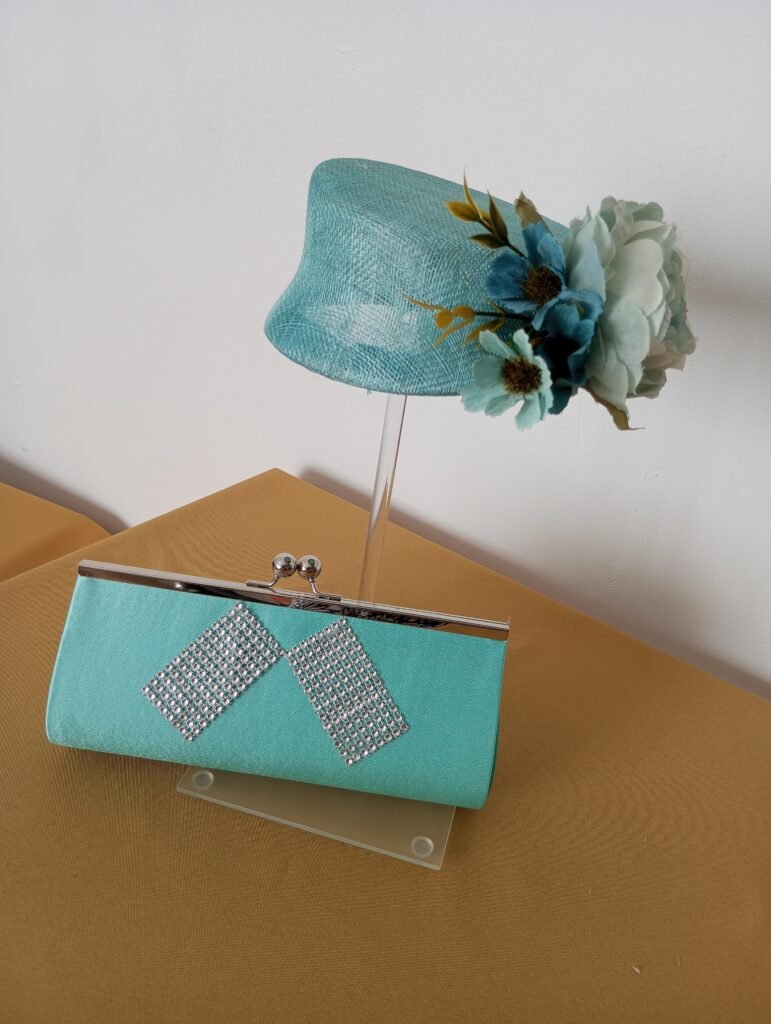 Conjunto Sombrero y Bolso -  Cartera Verde Agua